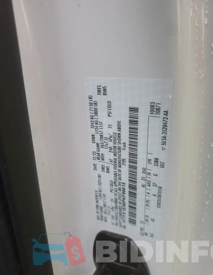 1FTFX1E56PKF99615 Photo# 12