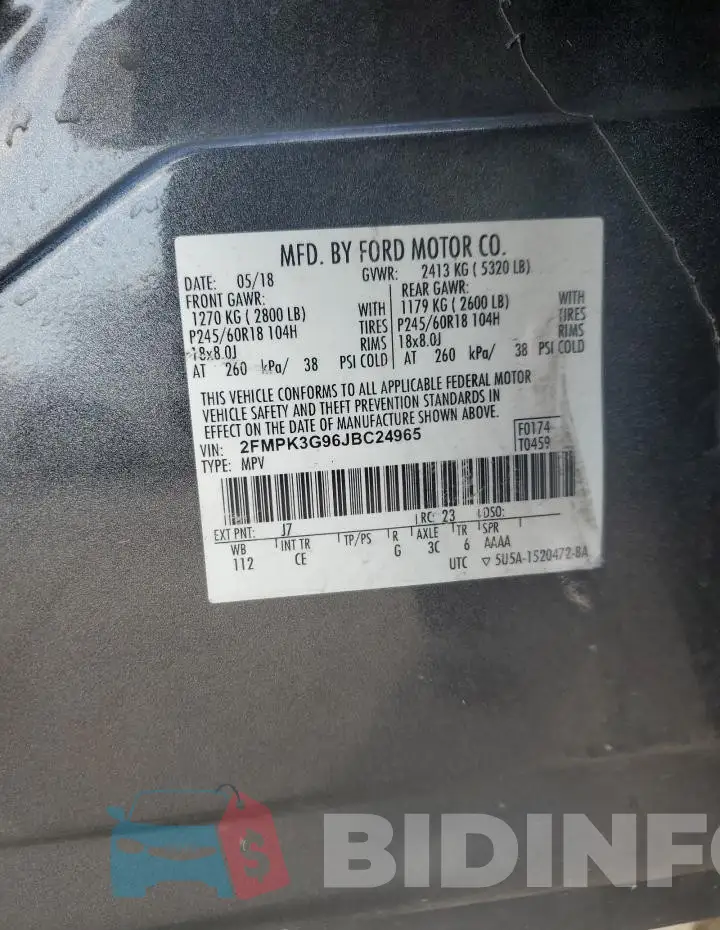 2FMPK3G96JBC24965 Photo# 14