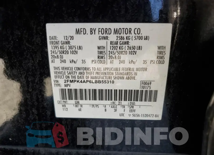 2FMPK4AP6LBB55310 Photo# 12