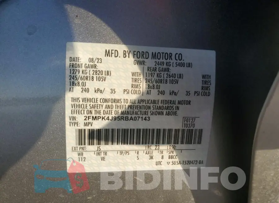 2FMPK4J95RBA07143 Photo# 13