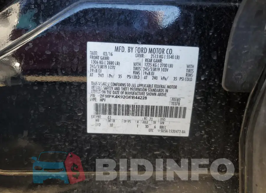 2FMPK4K92GBB44228 Photo# 13