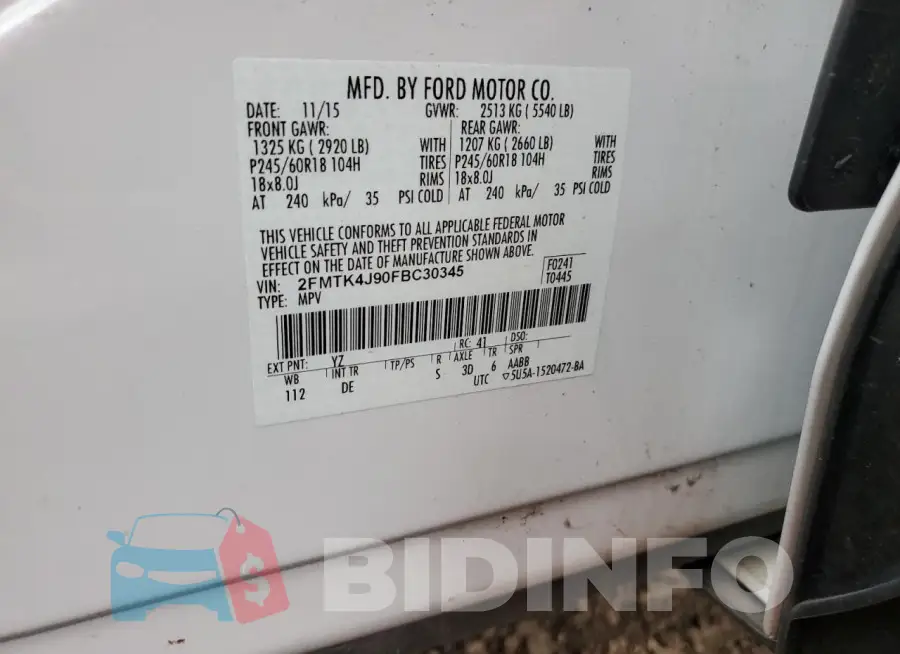 2FMTK4J90FBC30345 Photo# 12