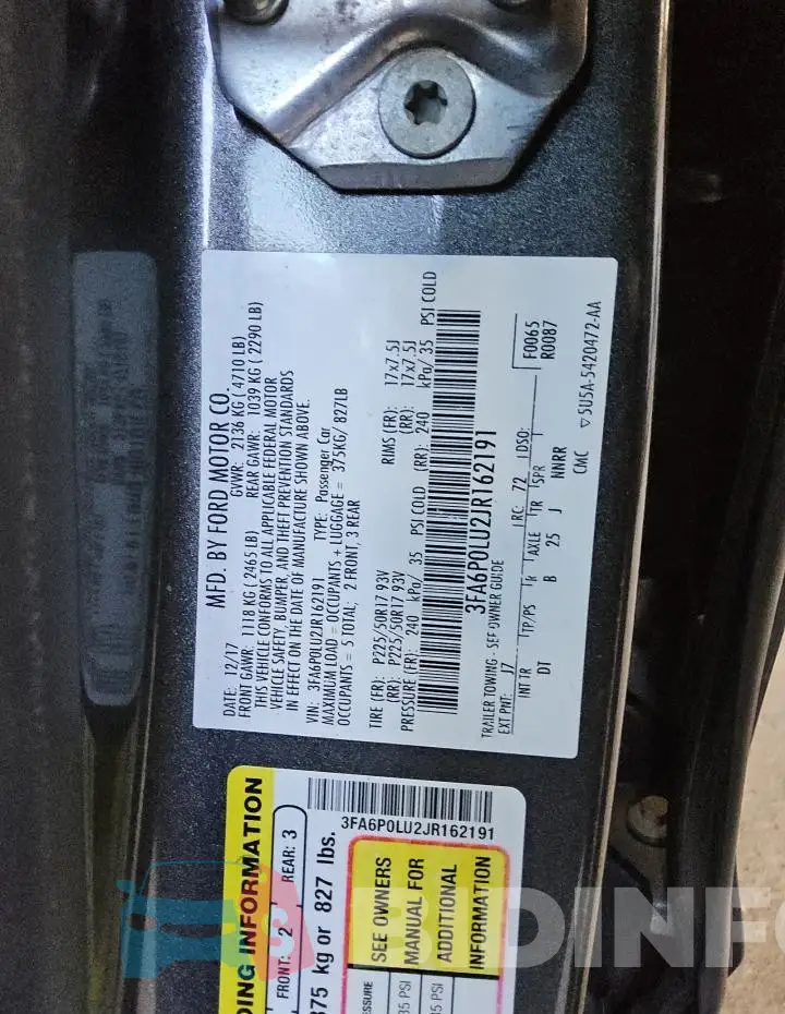 3FA6P0LU2JR162191 Photo# 12