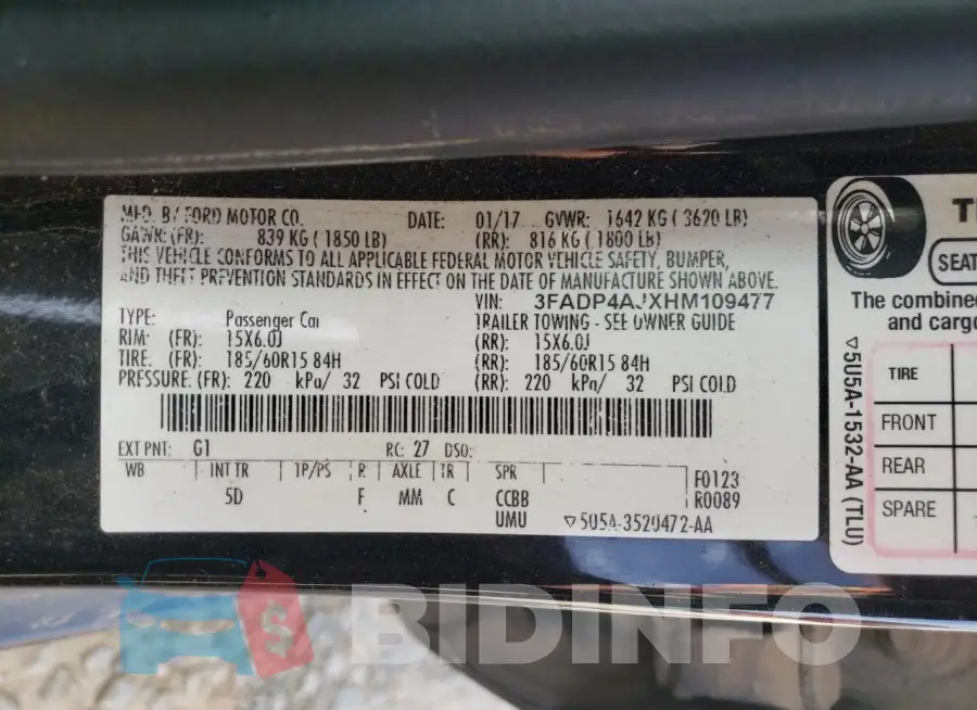 3FADP4AJXHM109477 Photo# 12