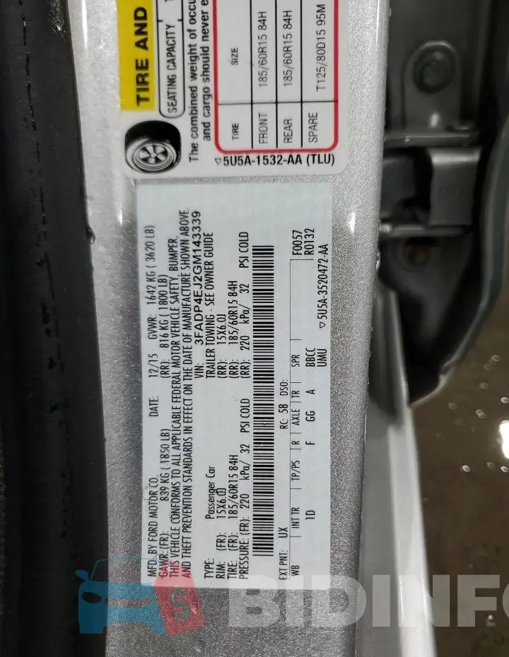 3FADP4EJ2GM143339 Photo# 12