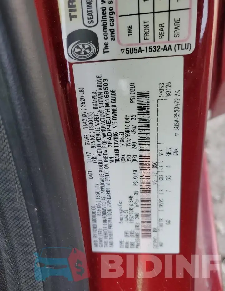 3FADP4EJ7HM169503 Photo# 12