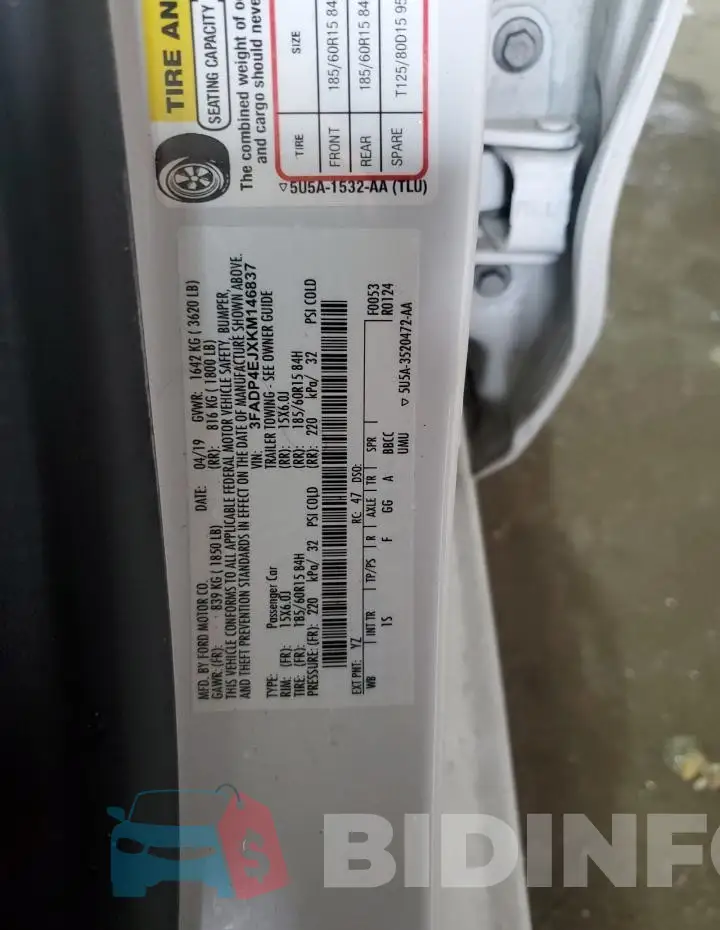 3FADP4EJXKM146837 Photo# 12