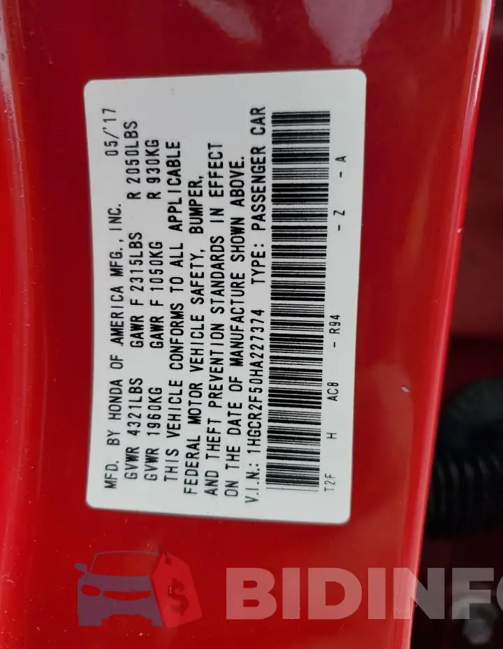 1HGCR2F50HA227374 Photo# 13