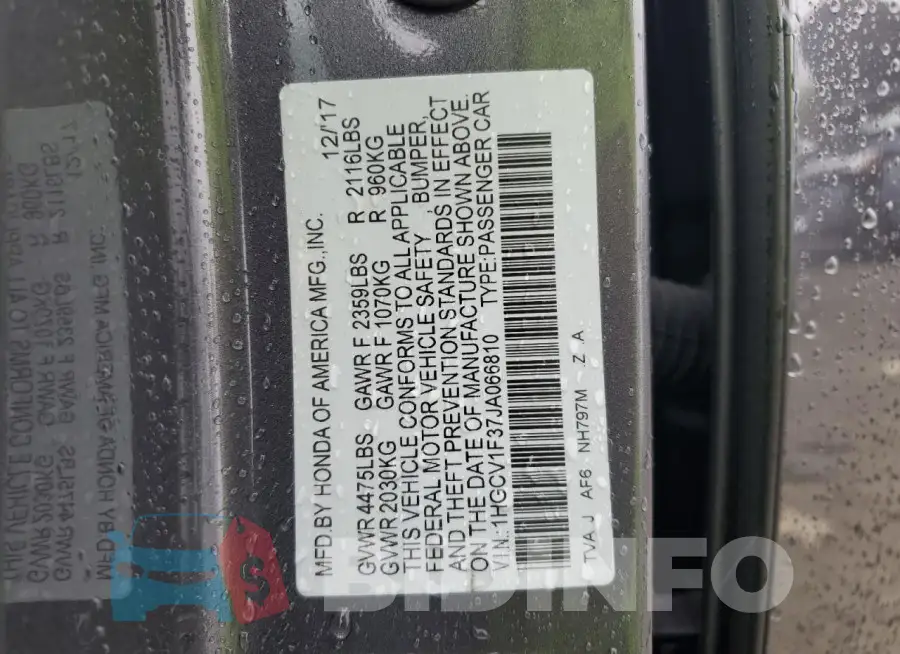 1HGCV1F37JA066810 Photo# 12