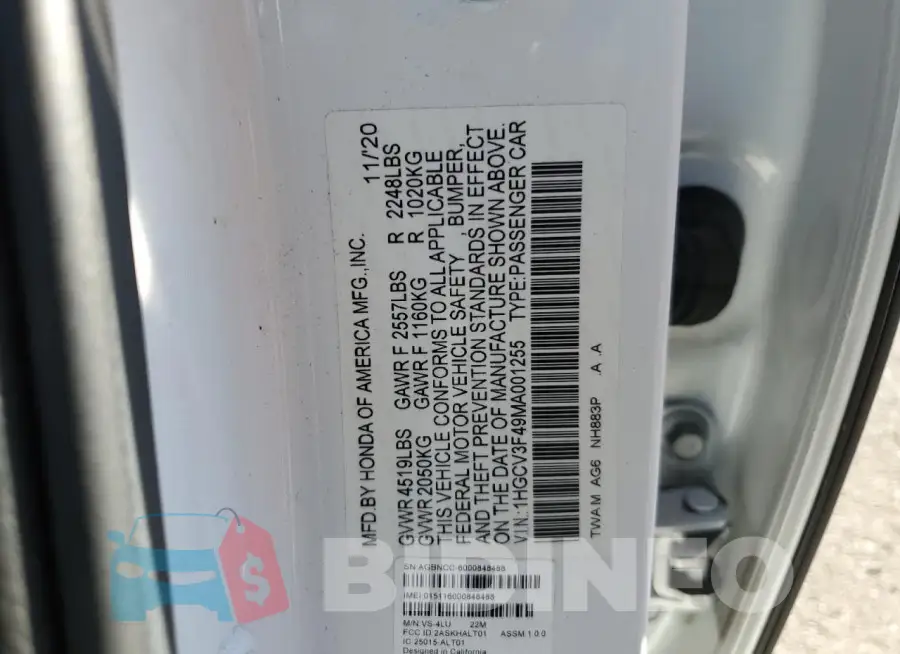 1HGCV3F49MA001255 Photo# 13