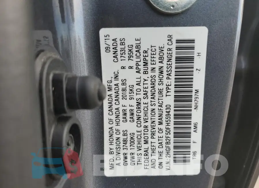 2HGFB2F50FH559430 Photo# 12
