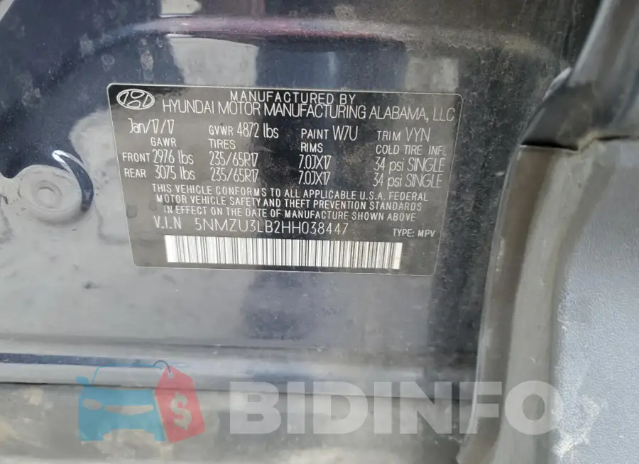 5NMZU3LB2HH038447 Photo# 13