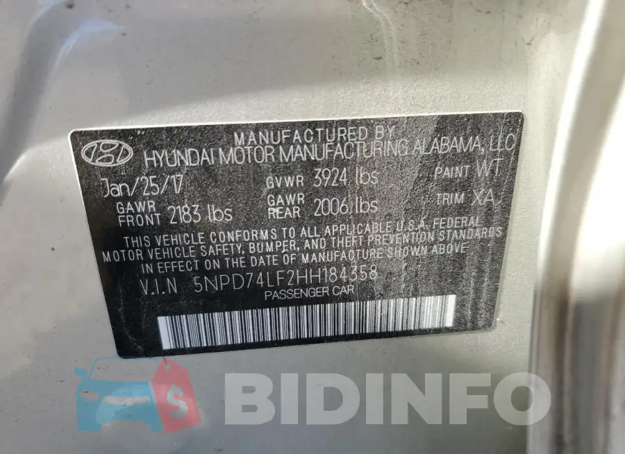 5NPD74LF2HH184358 Photo# 13