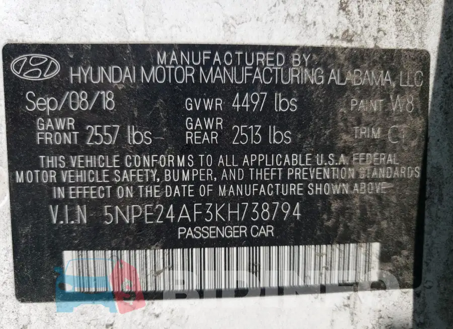 5NPE24AF3KH738794 Photo# 13