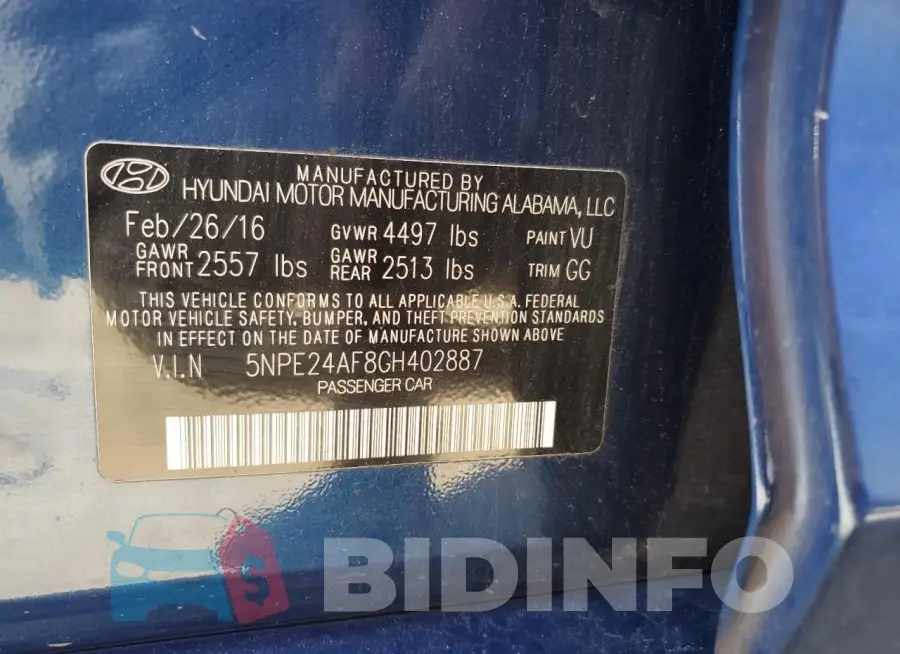 5NPE24AF8GH402887 Photo# 12