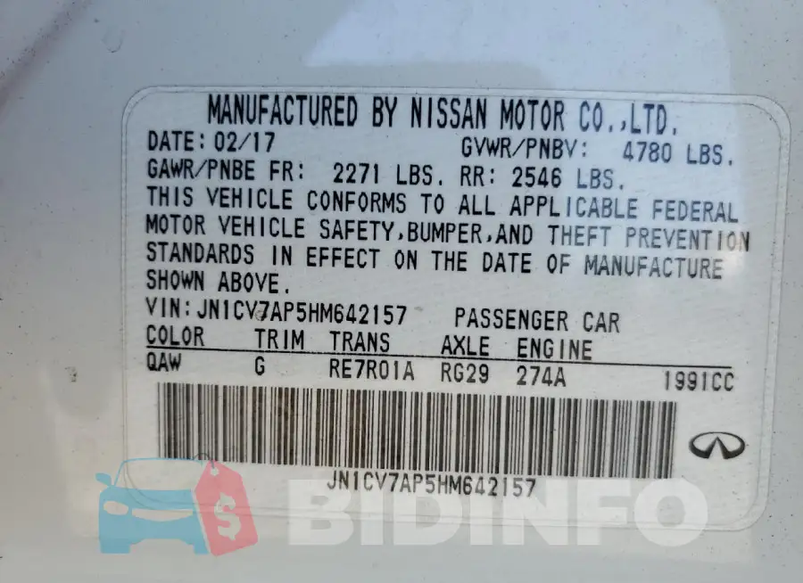 JN1CV7AP5HM642157 Photo# 12