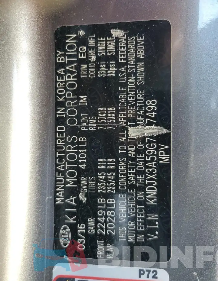 KNDJX3A59G7347498 Photo# 13