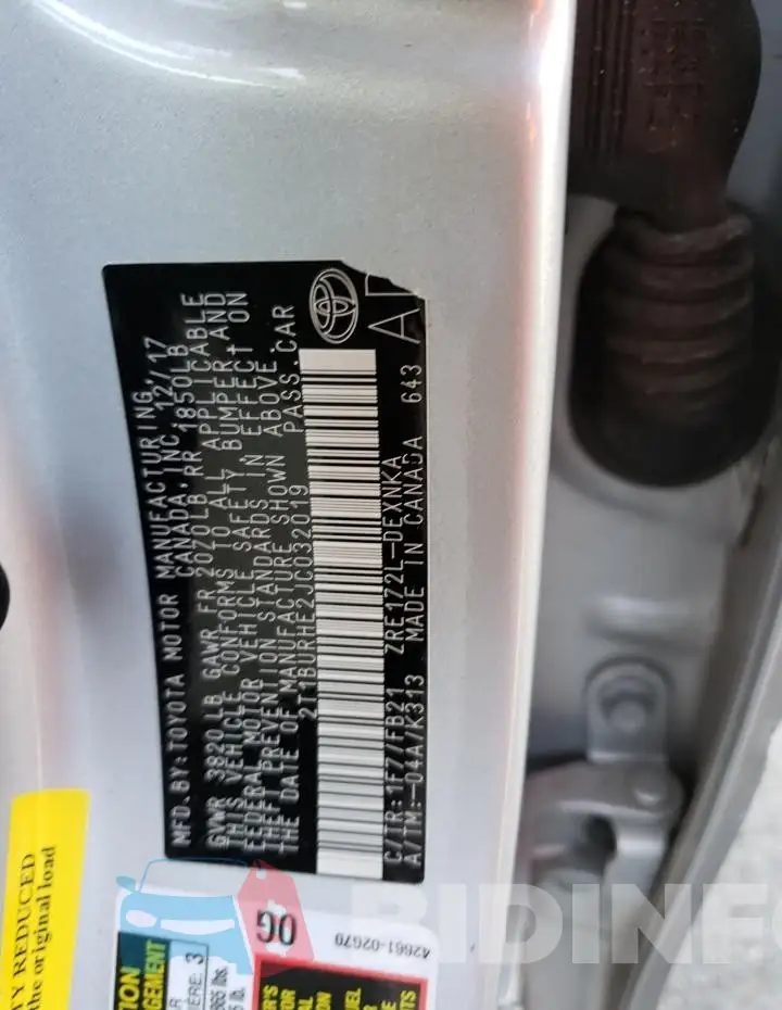2T1BURHE2JC032019 Photo# 13