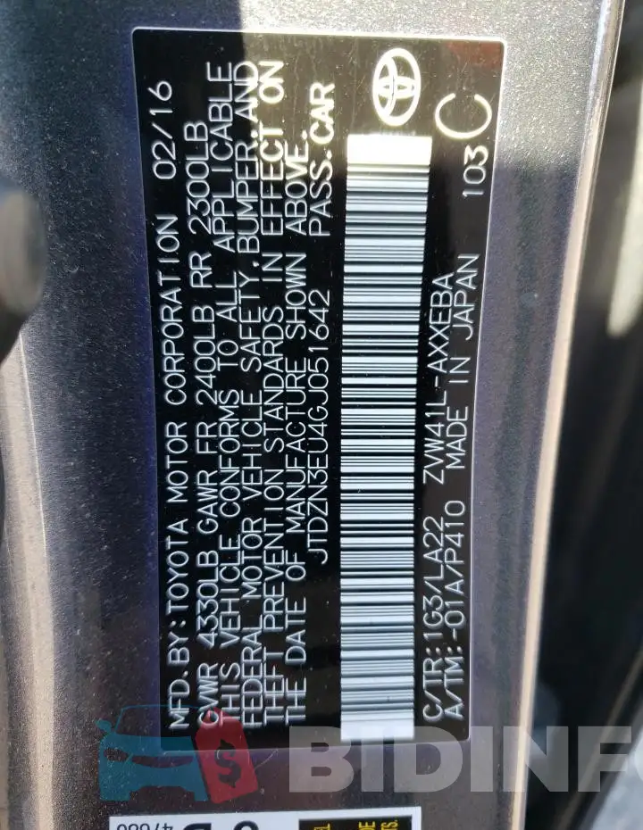 JTDZN3EU4GJ051642 Photo# 14