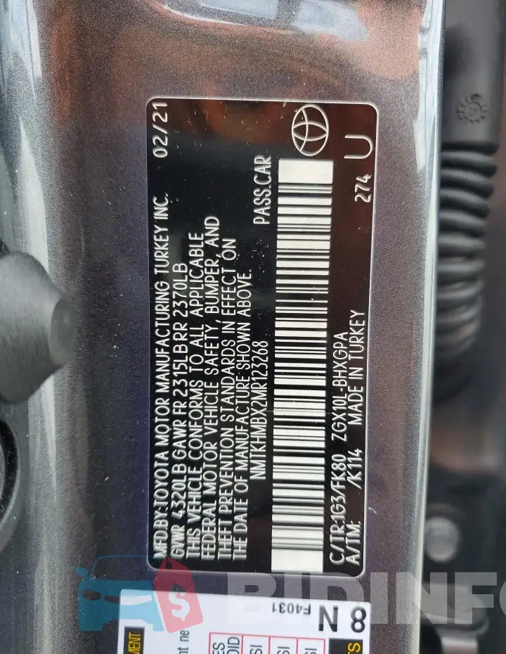 NMTKHMBX2MR123268 Photo# 13