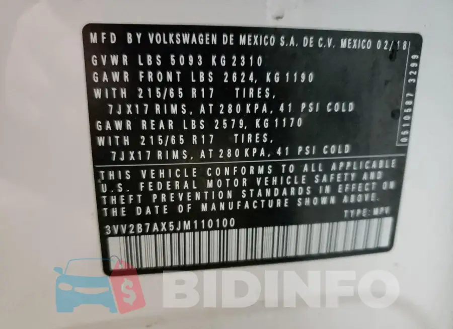 3VV2B7AX5JM110100 Photo# 13