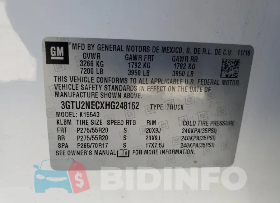3GTU2NECXHG248162 Photo# 12