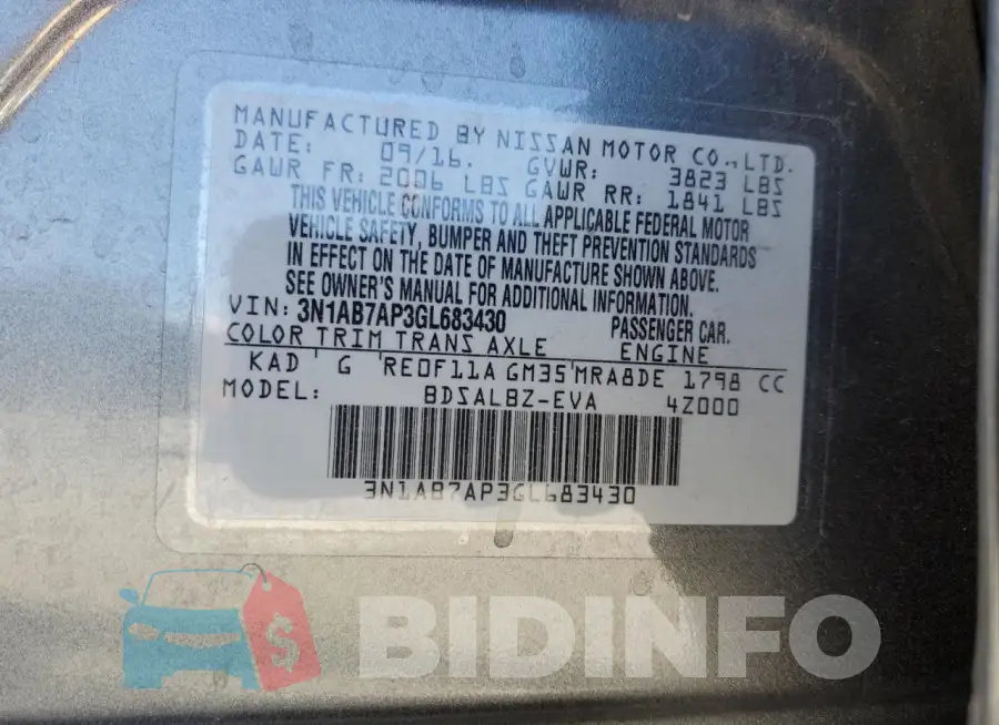 3N1AB7AP3GL683430 Photo# 12