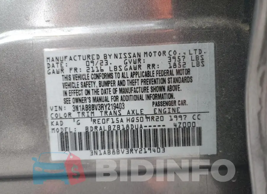 3N1AB8BV3RY219403 Photo# 12
