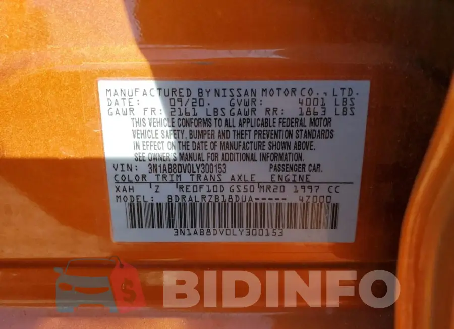 3N1AB8DV0LY300153 Photo# 13