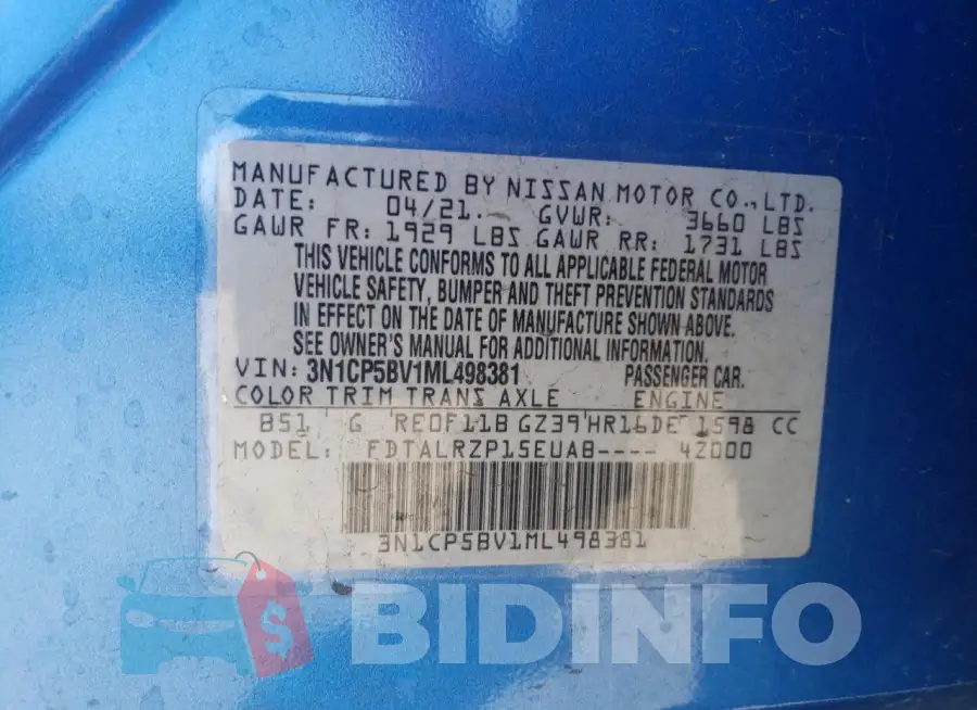 3N1CP5BV1ML498381 Photo# 14