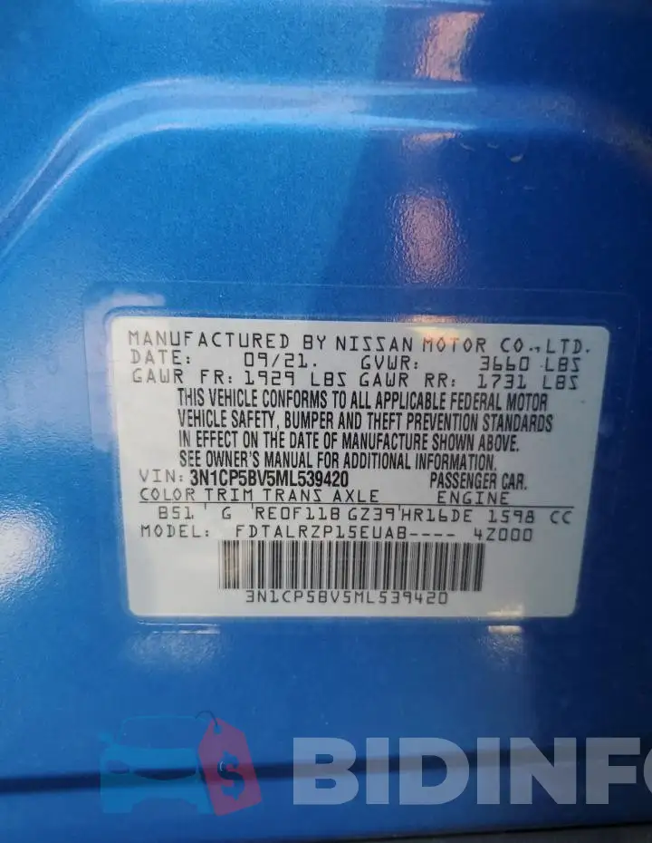 3N1CP5BV5ML539420 Photo# 12