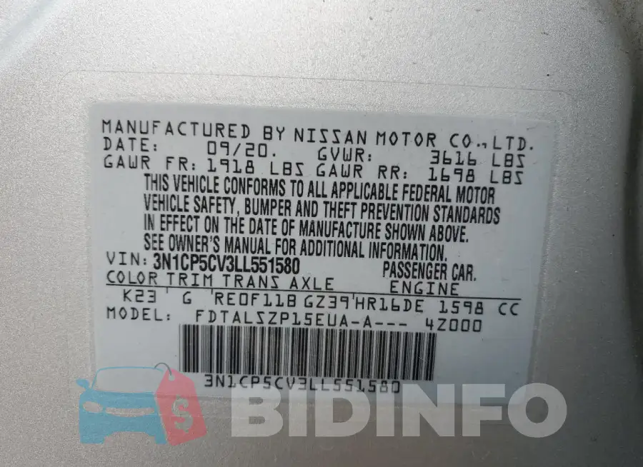 3N1CP5CV3LL551580 Photo# 12