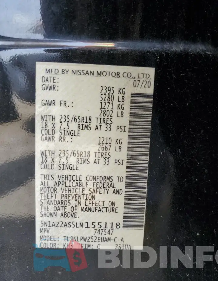 5N1AZ2AS5LN155118 Photo# 13