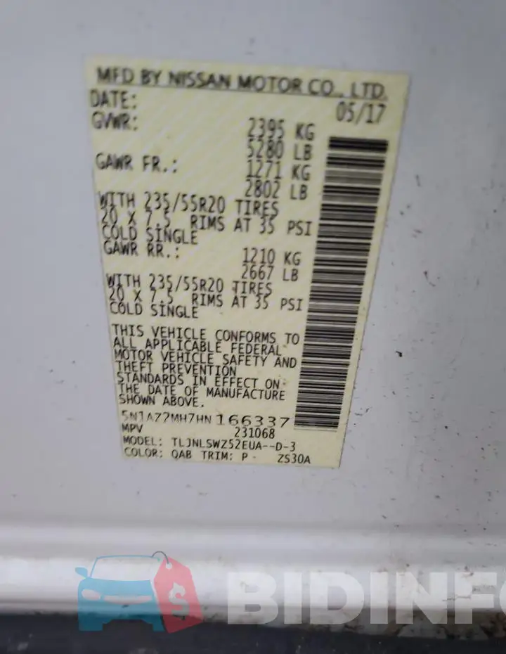 5N1AZ2MH7HN166337 Photo# 13