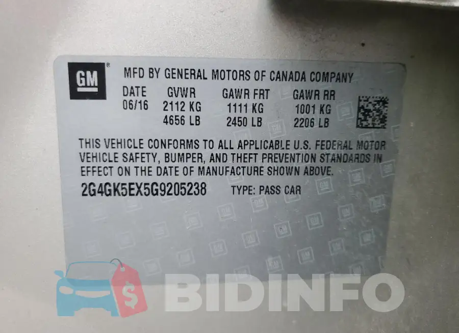 2G4GK5EX5G9205238 Photo# 12