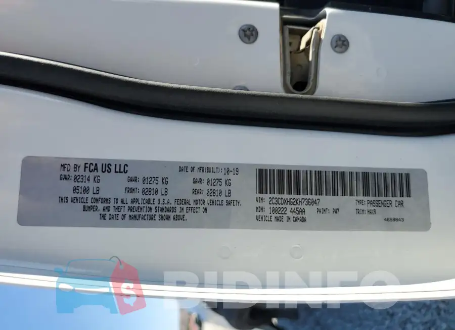 2C3CDXHG2KH736047 Photo# 12