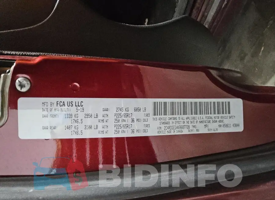 2C4RDGEG4KR687728 Photo# 13