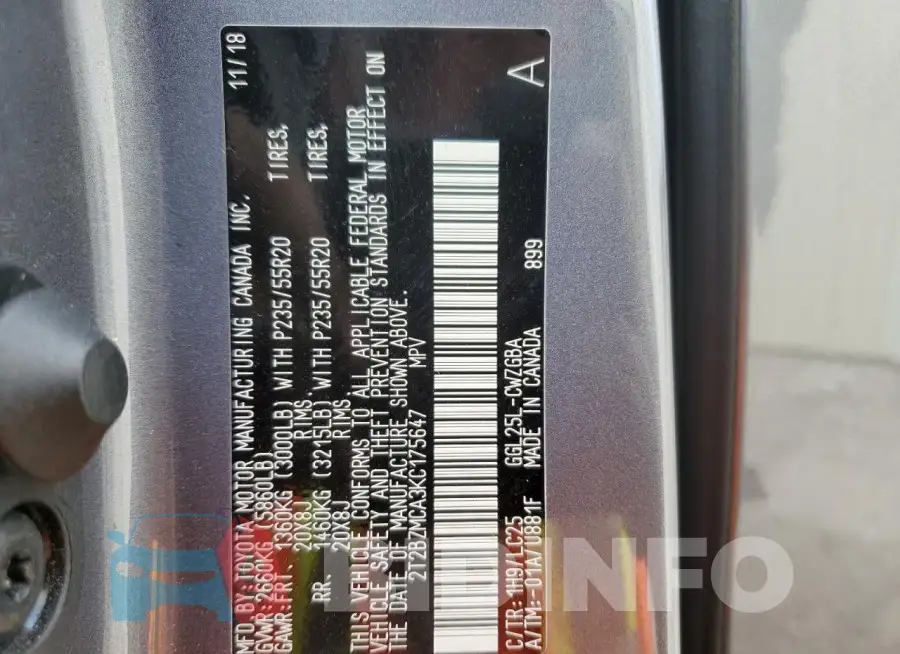 2T2BZMCA3KC175647 Photo# 13