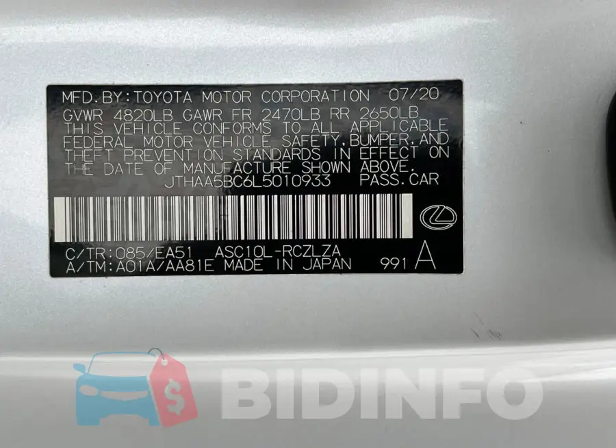 JTHAA5BC6L5010933 Photo# 10