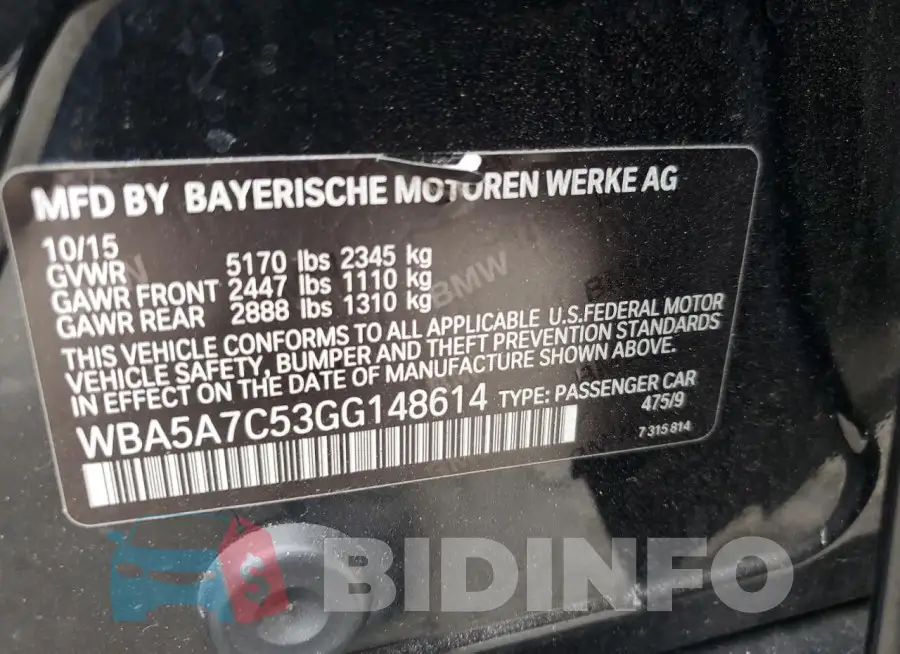 WBA5A7C53GG148614 Photo# 12