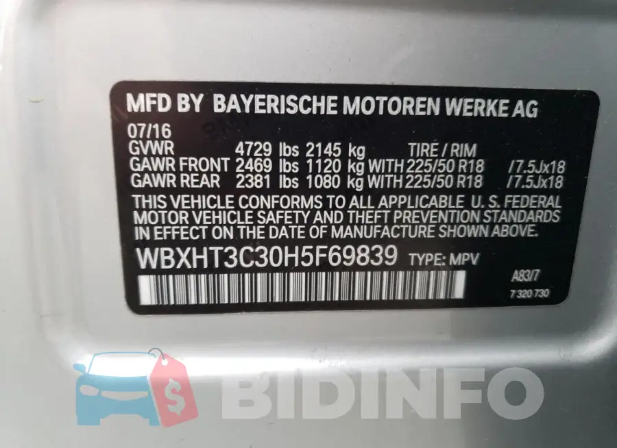 WBXHT3C30H5F69839 Photo# 13