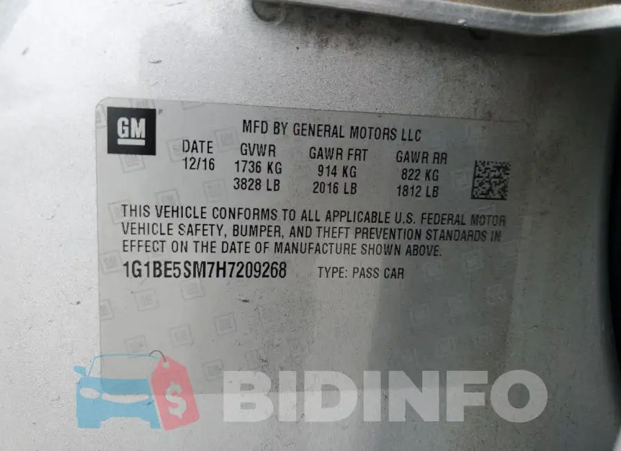 1G1BE5SM7H7209268 Photo# 11