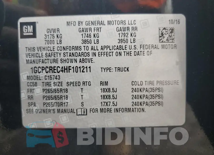 1GCPCREC4HF101211 Photo# 13