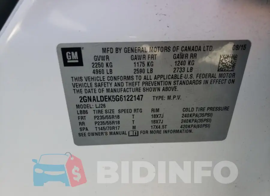 2GNALDEK5G6122147 Photo# 12
