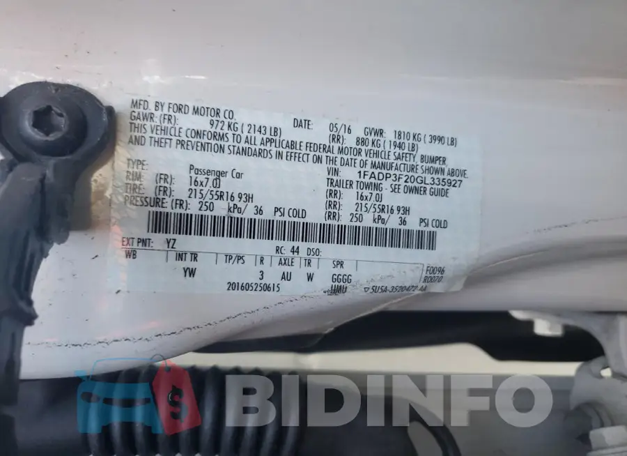1FADP3F20GL335927 Photo# 12