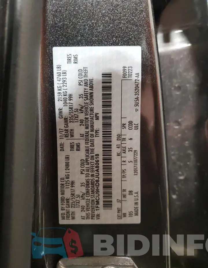 1FMCU9HD8JUA80618 Photo# 12