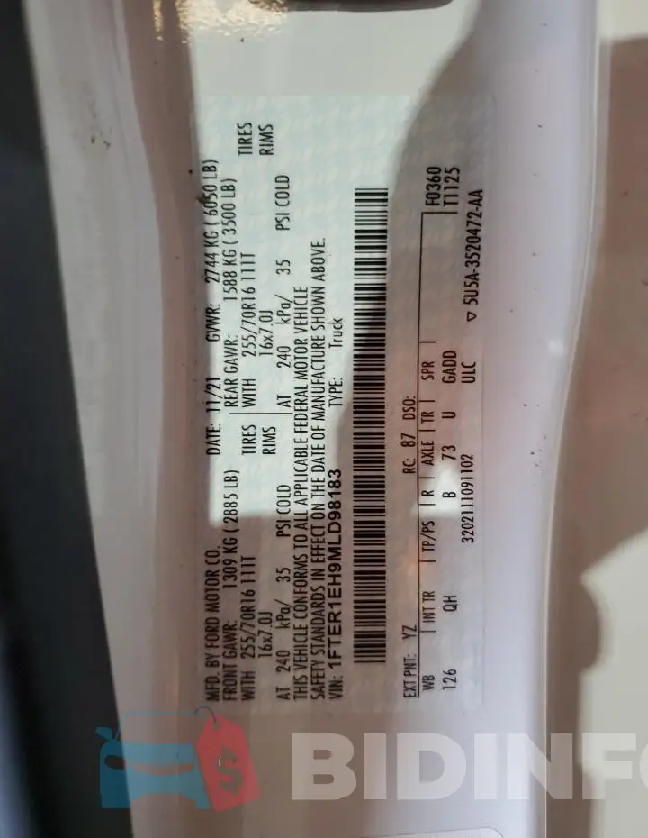 1FTER1EH9MLD98183 Photo# 13