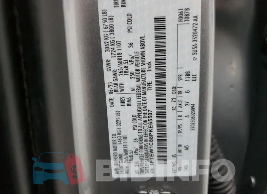 1FTEW1C88PKE65507 Photo# 13
