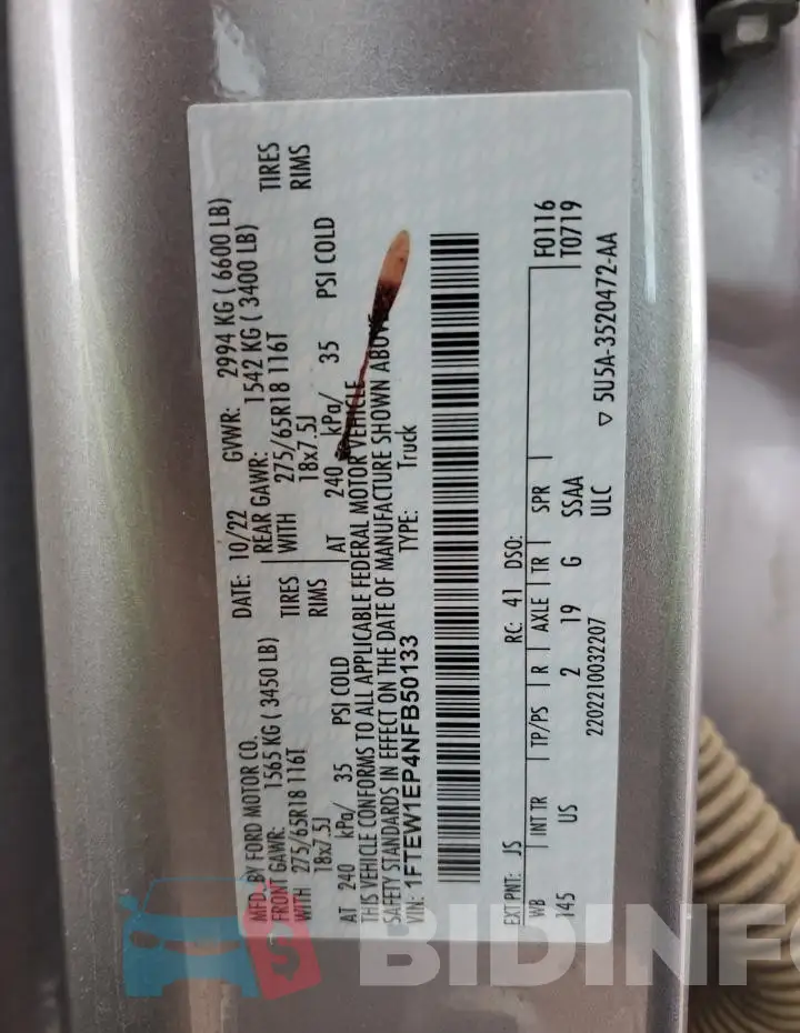 1FTEW1EP4NFB50133 Photo# 12