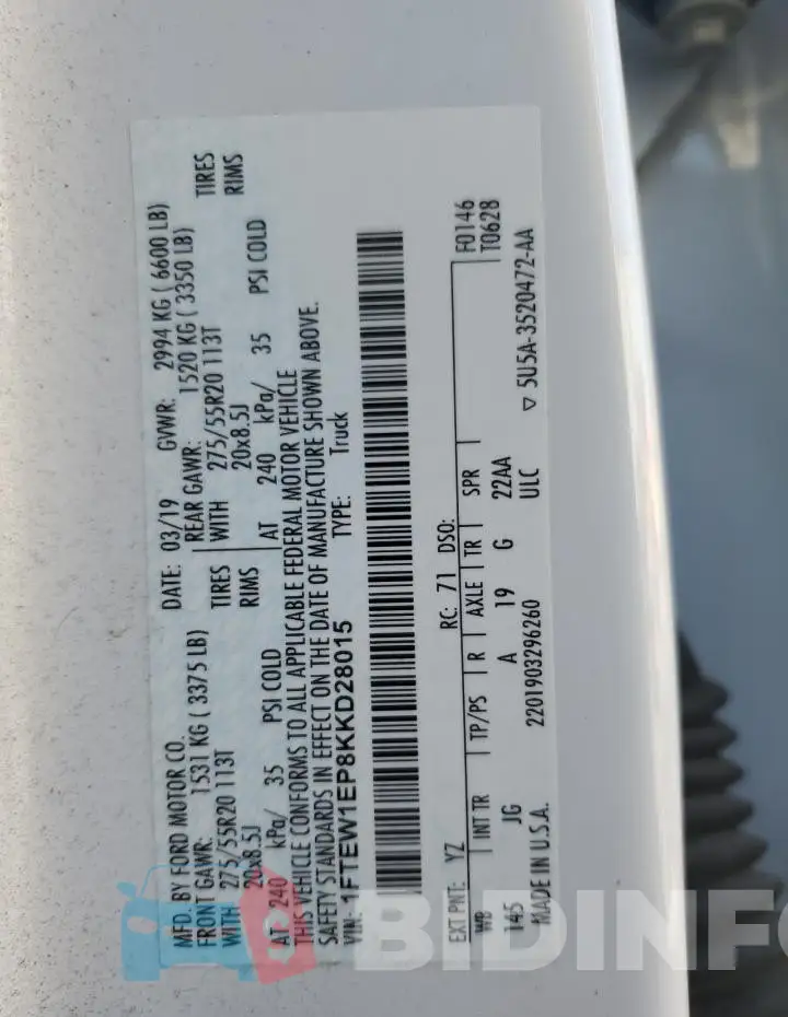 1FTEW1EP8KKD28015 Photo# 13
